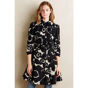 Anthropologie Leifsdottir Black Pattern Button Up Coat Jacket Women's Size Small
